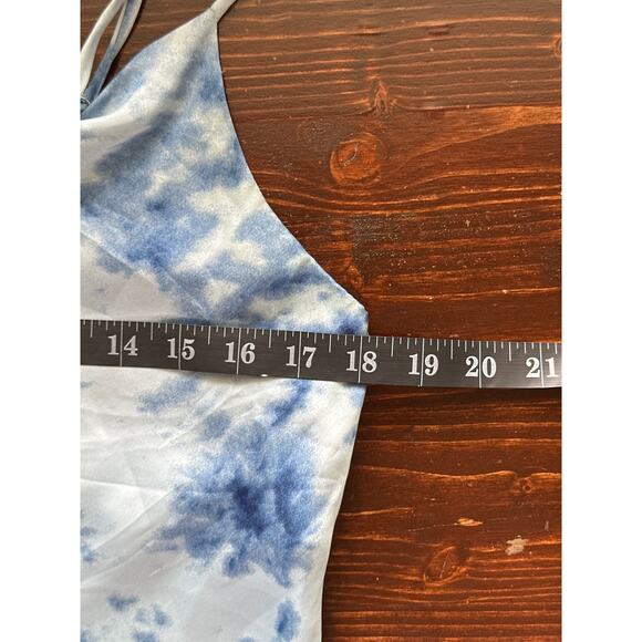 JOA Y2K Cowl Neck Satin Tank Tunic S Powder Blue Girly Casual City Street Style - Picture 7 of 9